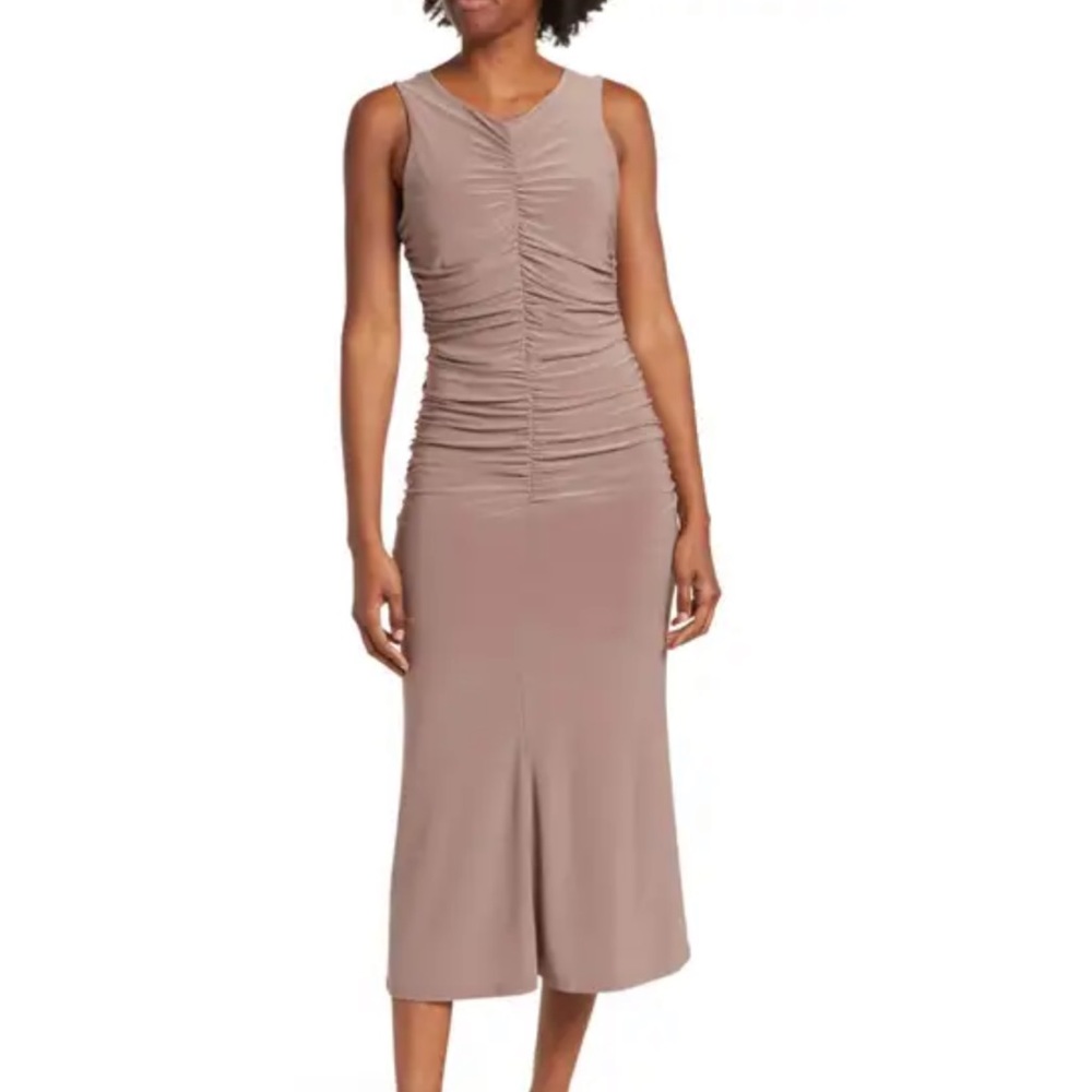 Halogen - NWT fitted ruched dress - brown, XS